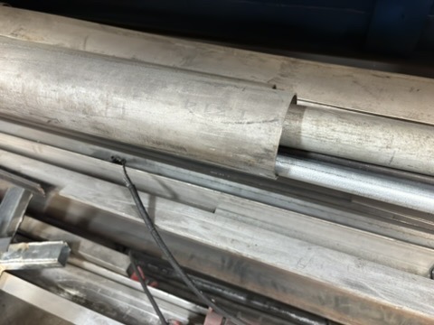 Structural tube, flat bar, and duct flange rings on cantilever rack